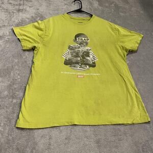 AKOO Shirt Mens 2XL Green Trap Scared Money Graphic Tee Short Sleeve Streetwear